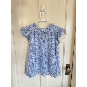 NWT Gap Ruffle Zen Light Blue Floral Top size xxl